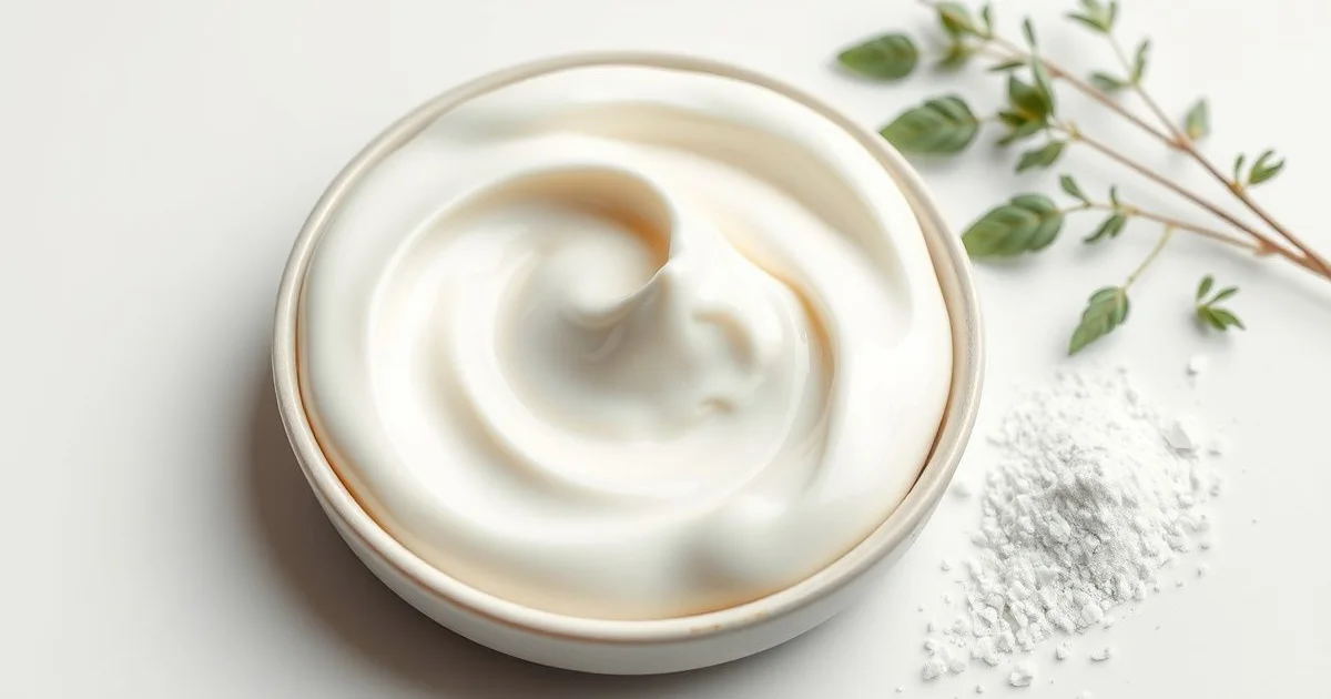 알란토인 크림 텍스처와 컴프리 잎 클로즈업