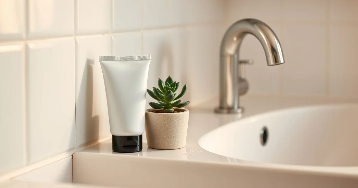 세면대 옆에 놓인 보습제