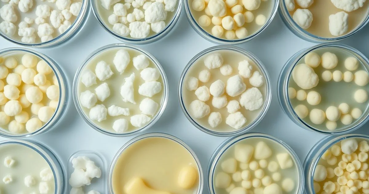 다양한 프로바이오틱스 균주 배양 접시