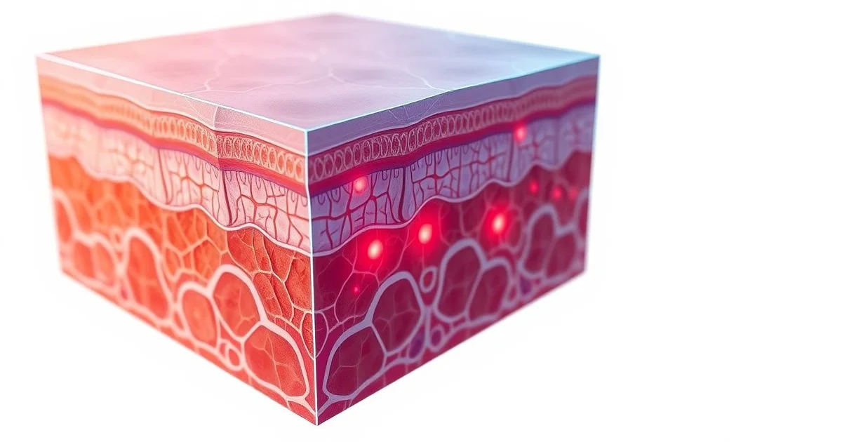 스트레스로 손상된 피부장벽 단면 일러스트