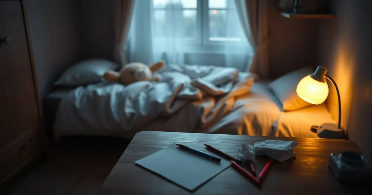 아이 방 속 스트레스 신호를 보여주는 장면