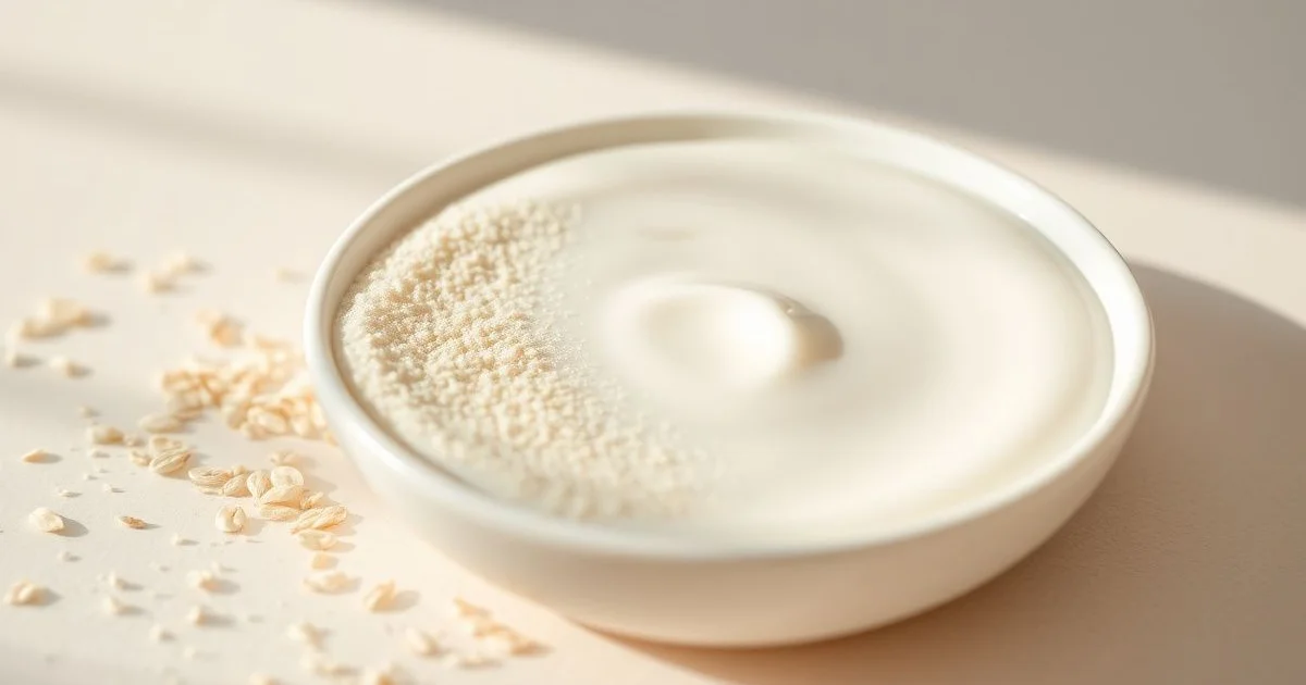 콜로이달오트밀 크림 질감 클로즈업