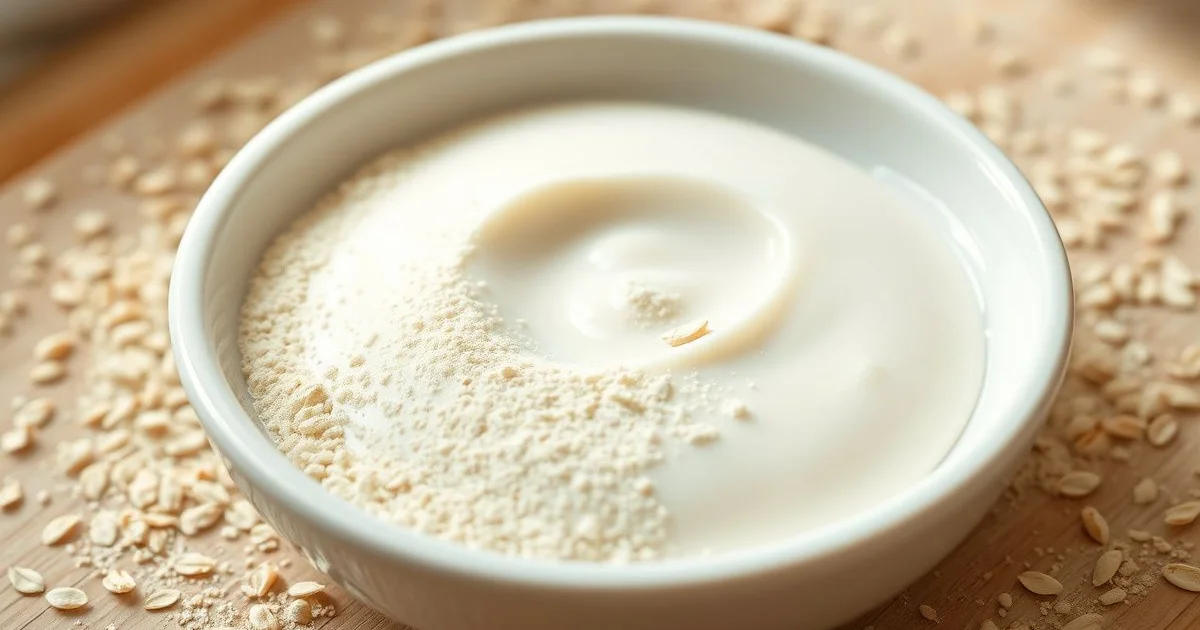콜로이달오트밀 크림 질감 클로즈업