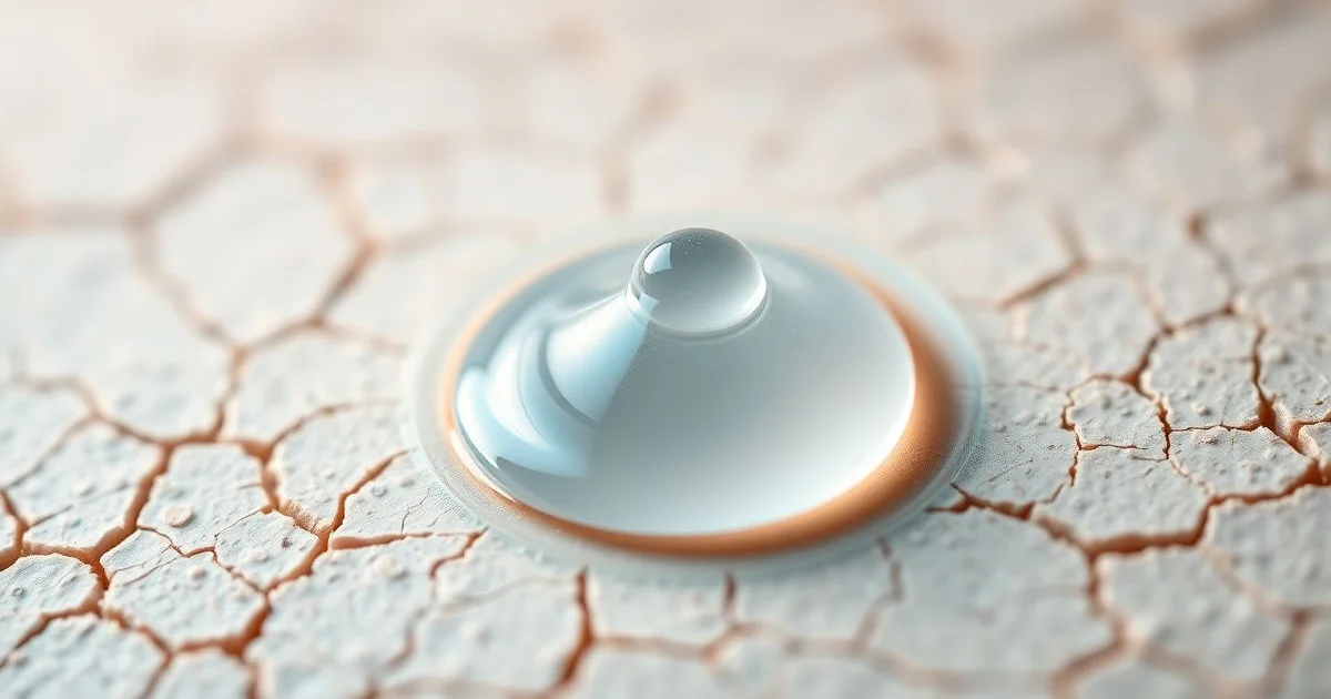 히알루론산 젤이 건조한 피부 위에서 보습 작용하는 모습