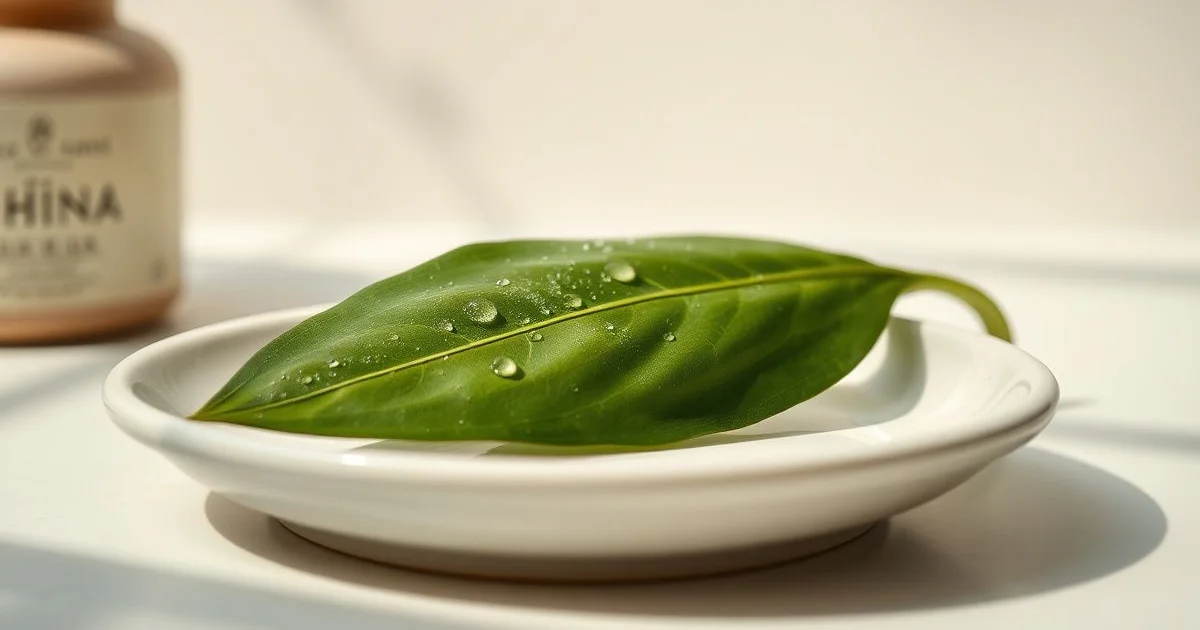 병풀잎 위 물방울 클로즈업