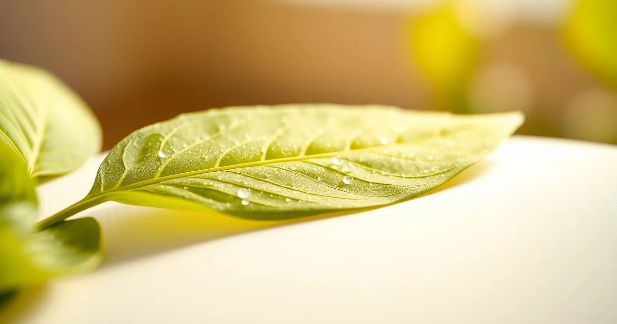 병풀 잎 위 이슬방울 클로즈업