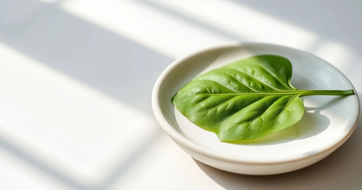 병풀잎과 마데카소사이드 크림 방울 클로즈업