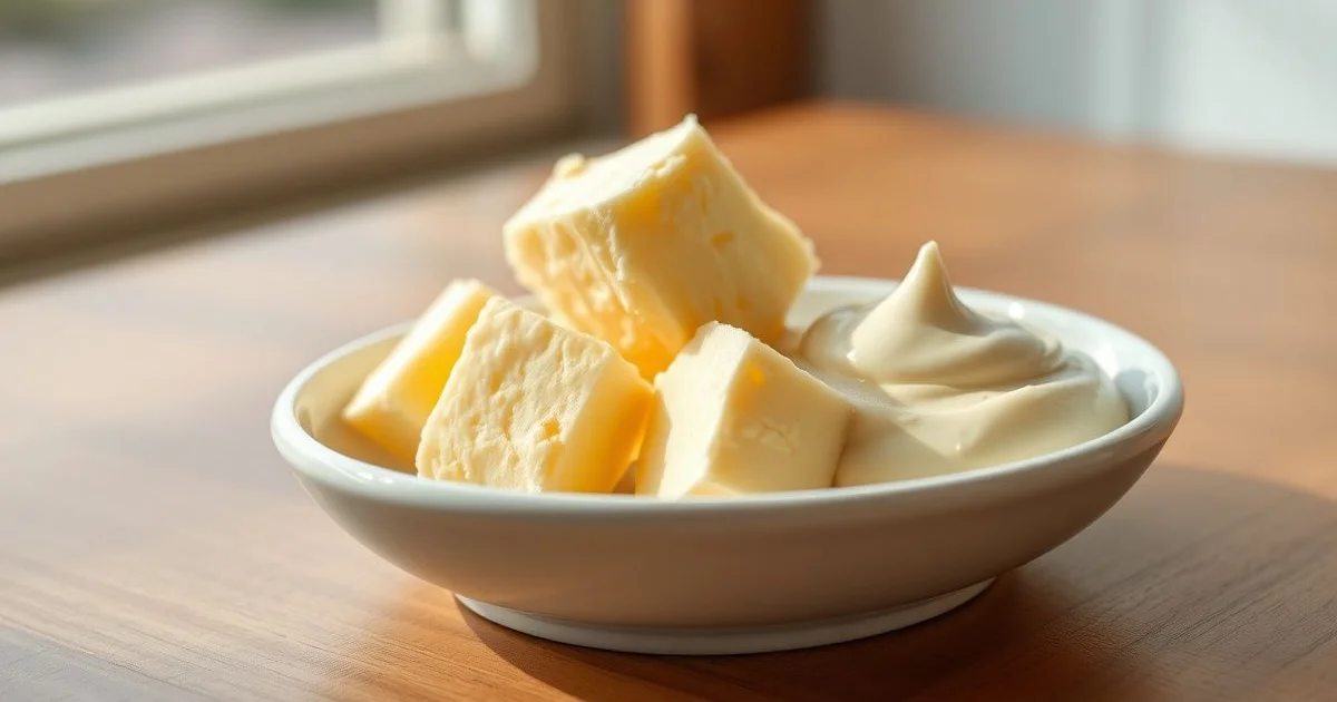 시어버터 원료와 크림 클로즈업