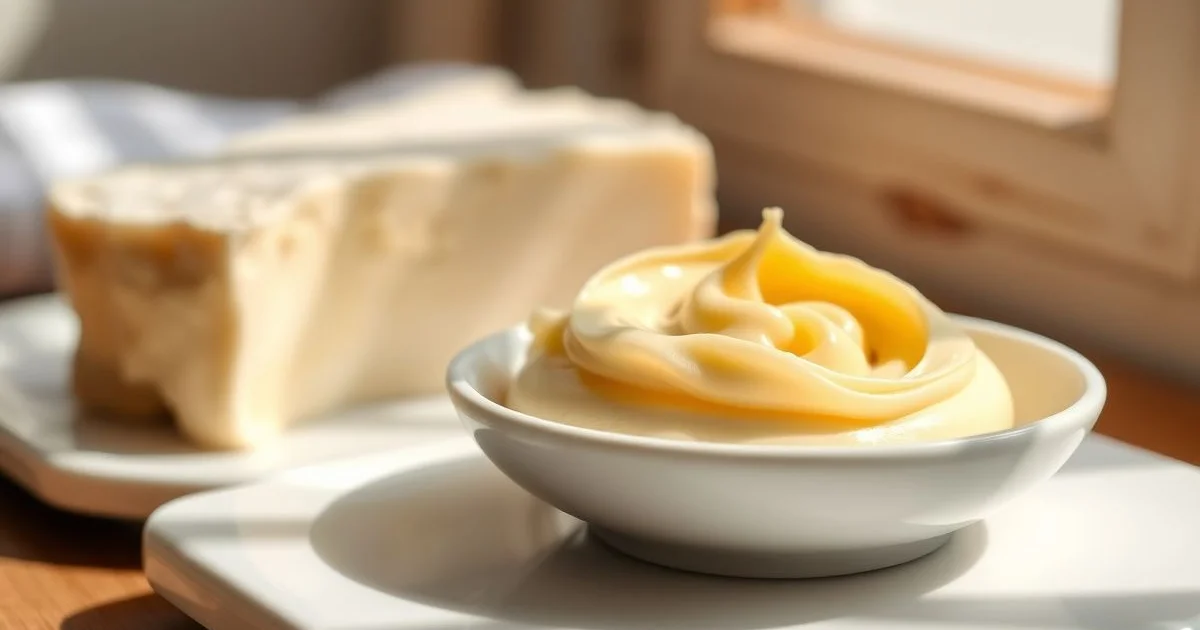 시어버터 원료와 크림 질감 클로즈업