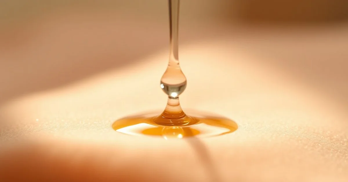스쿠알란 오일 한 방울이 피부 위에 퍼지는 모습