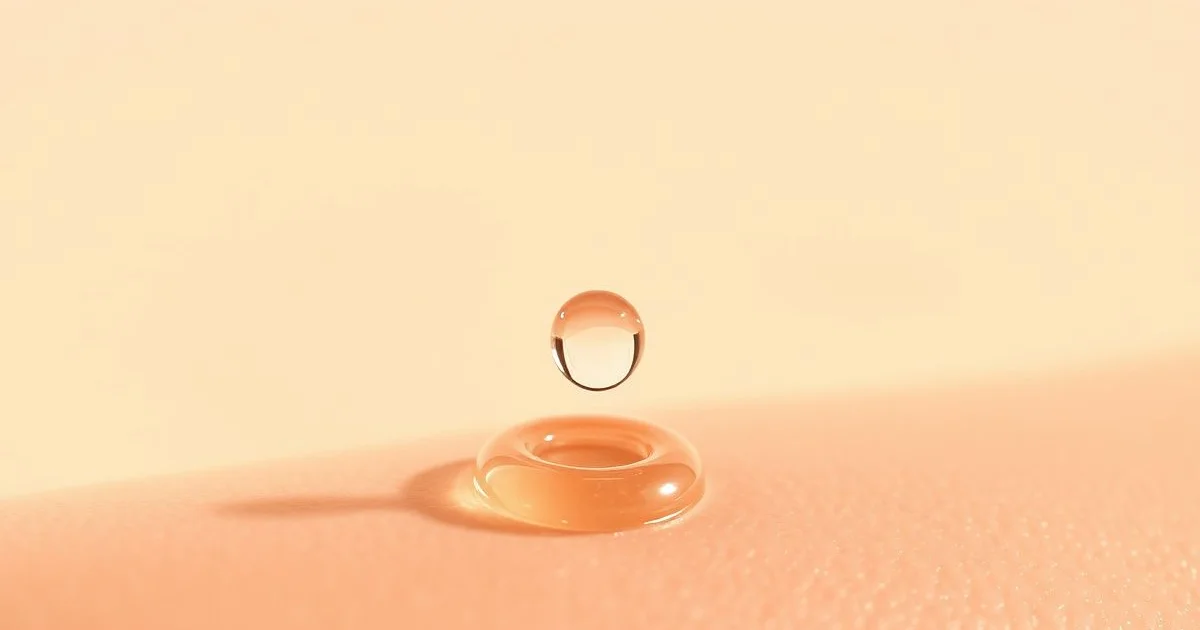 스쿠알란 오일 한 방울 피부 위 클로즈업