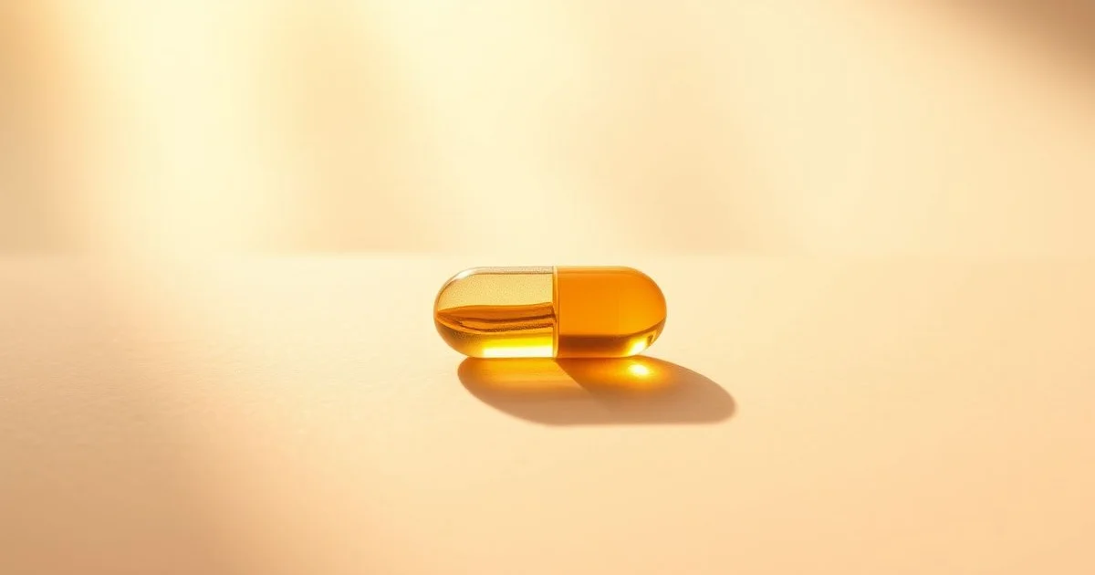 비타민D 캡슐과 피부 표면 클로즈업