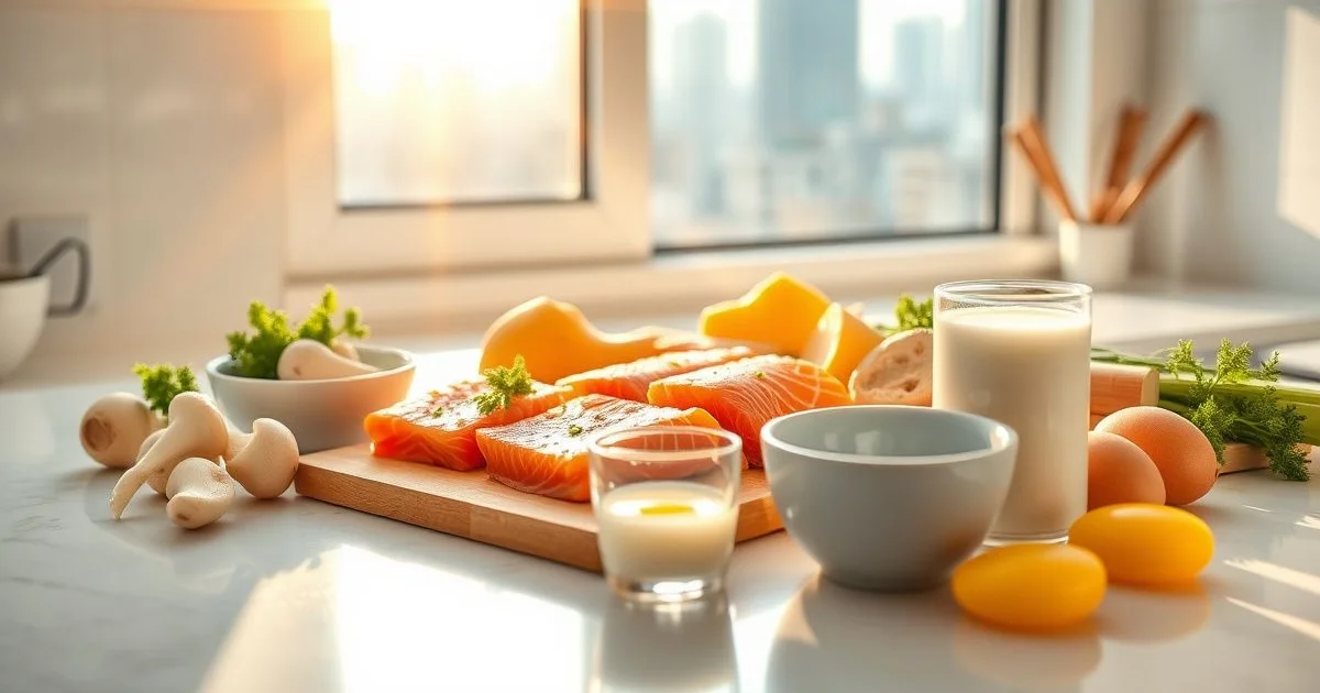 비타민D 풍부한 식재료 구성 사진