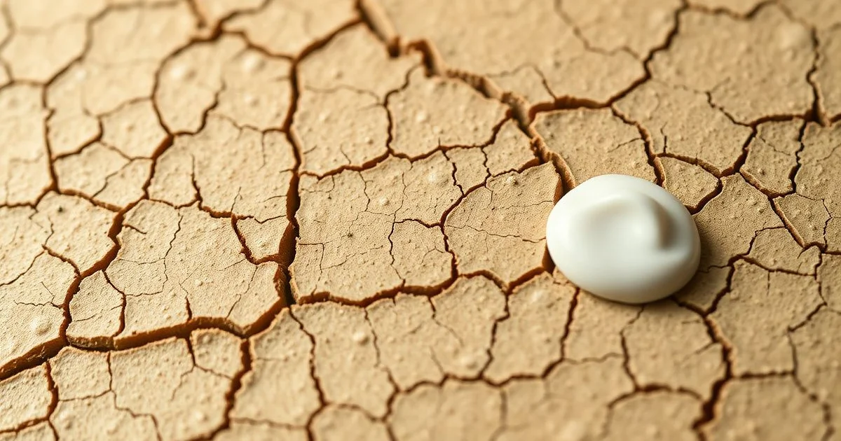 갈라진 건조한 피부 질감과 보습 크림