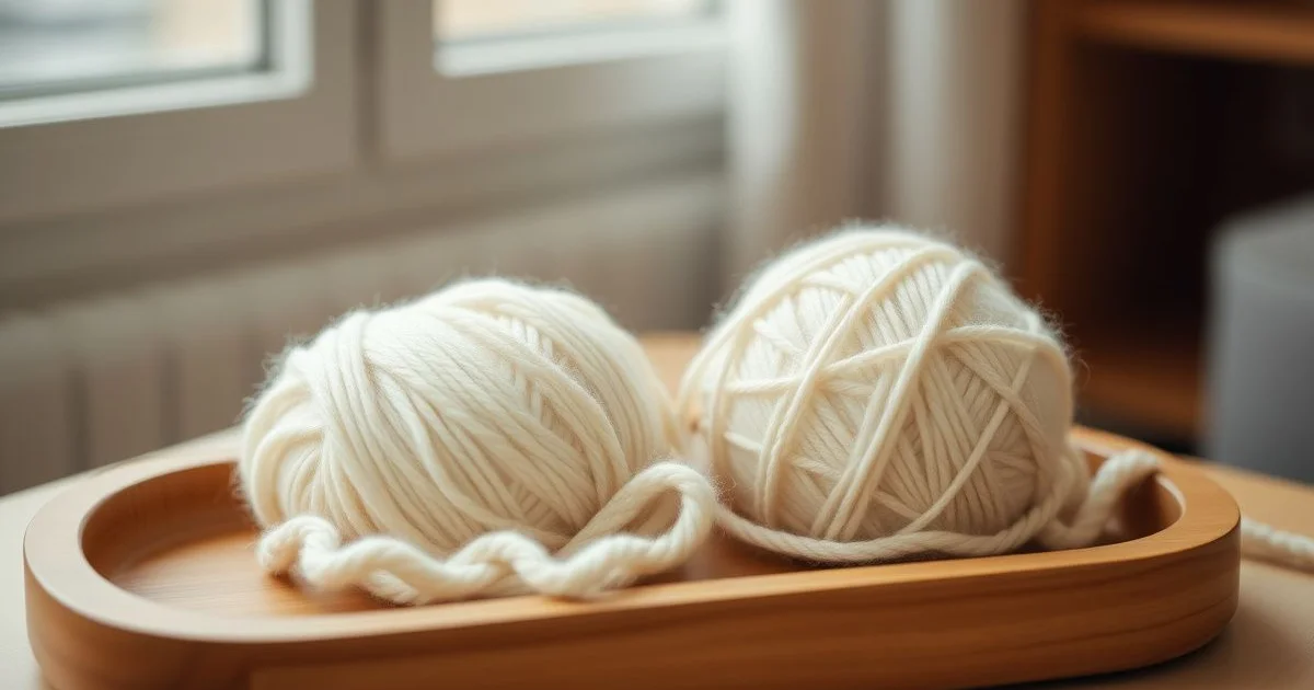 메리노울과 면 원사 비교 사진