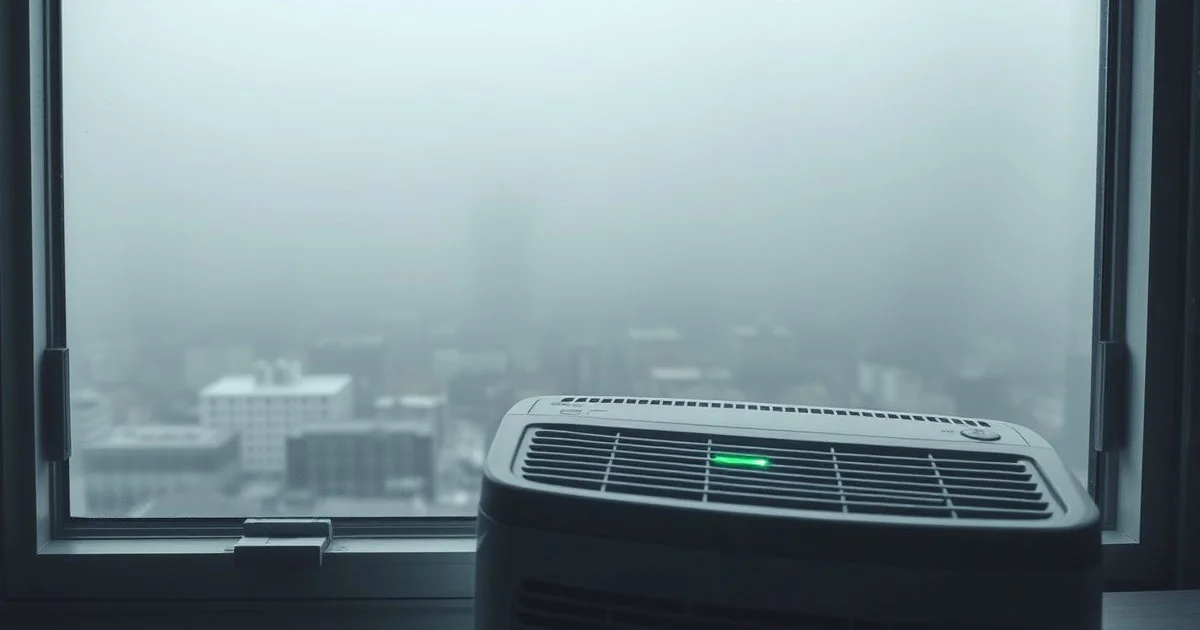 매우 나쁨 미세먼지 속 실내 공기청정기