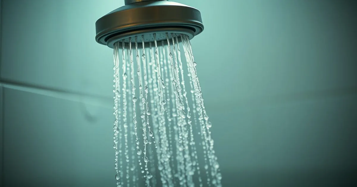 수돗물 잔류염소가 나오는 샤워기 클로즈업