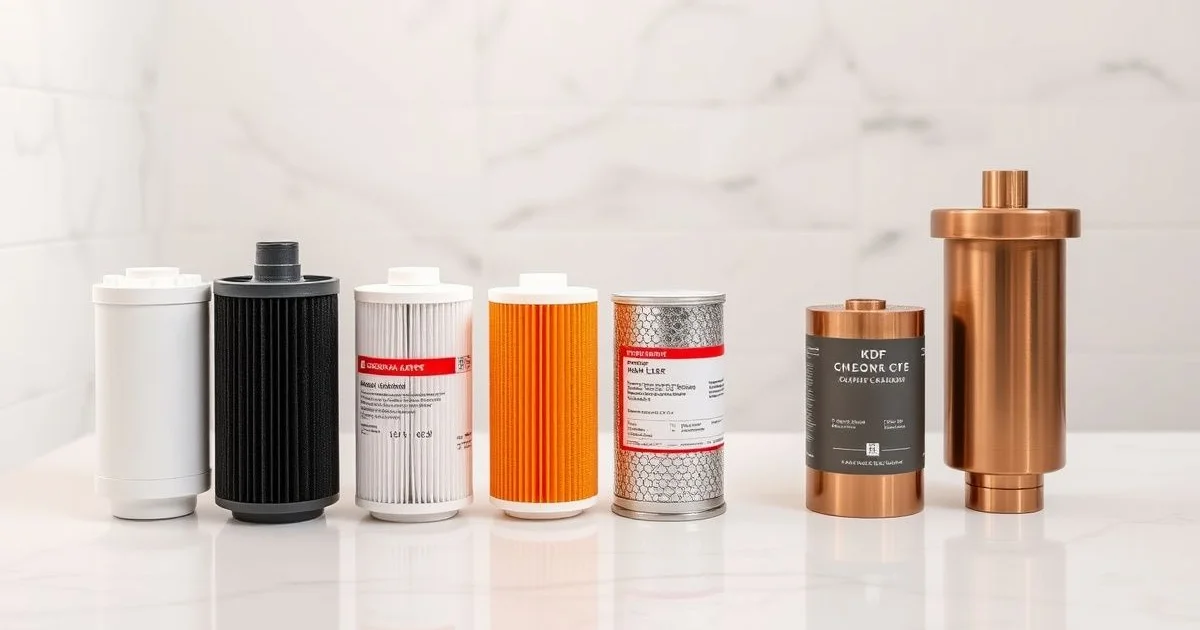 샤워필터 4종 카트리지 비교 배열