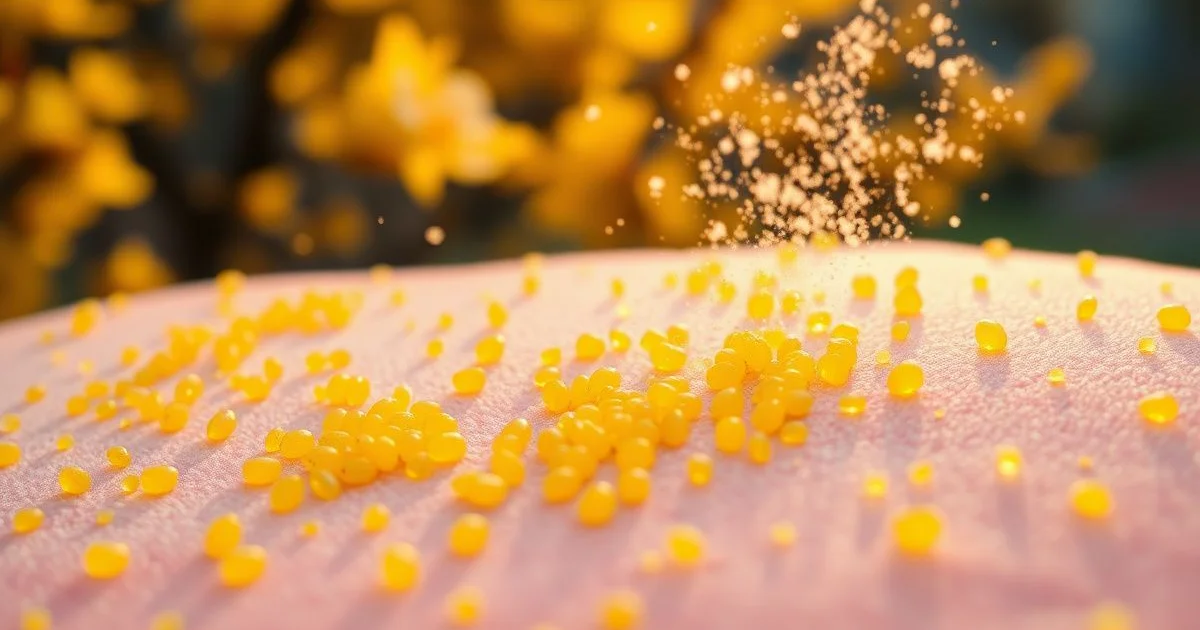 꽃가루가 피부 표면에 닿는 장면