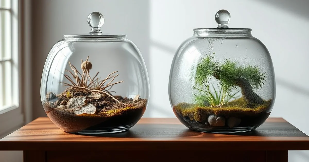 불규칙한 습도 변화를 표현한 유리 용기