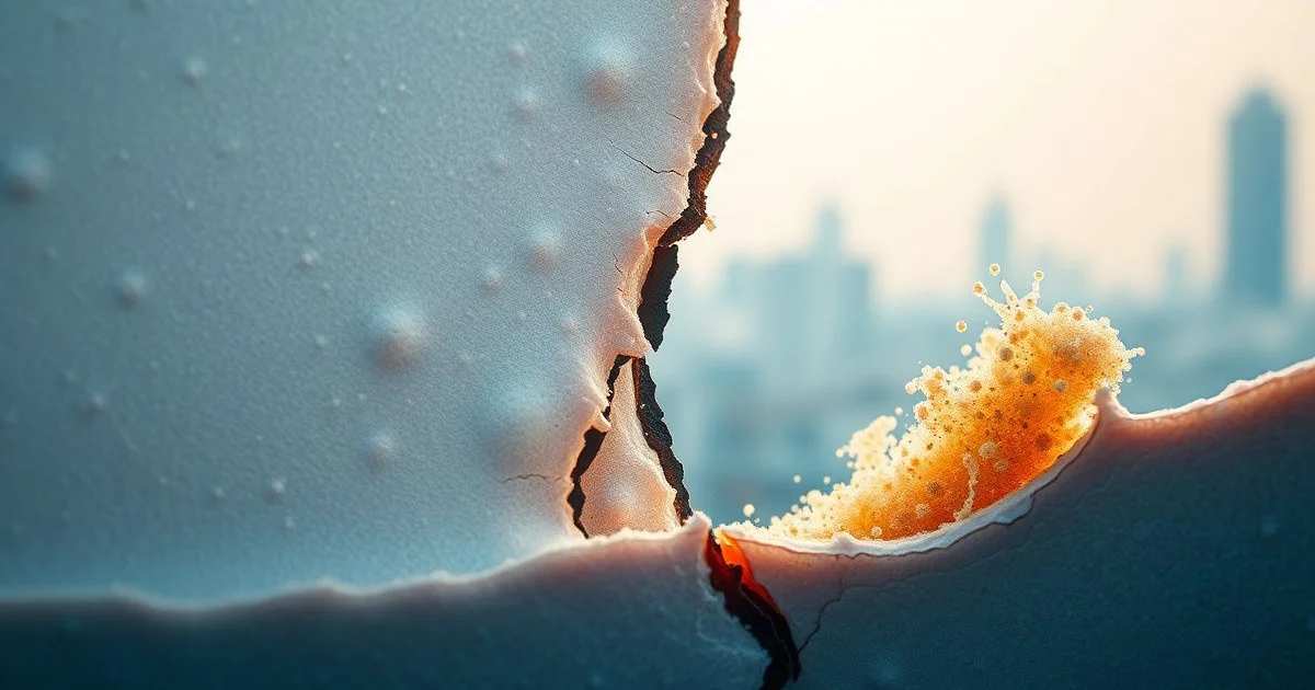 미세먼지 입자가 피부장벽을 침투하는 모습