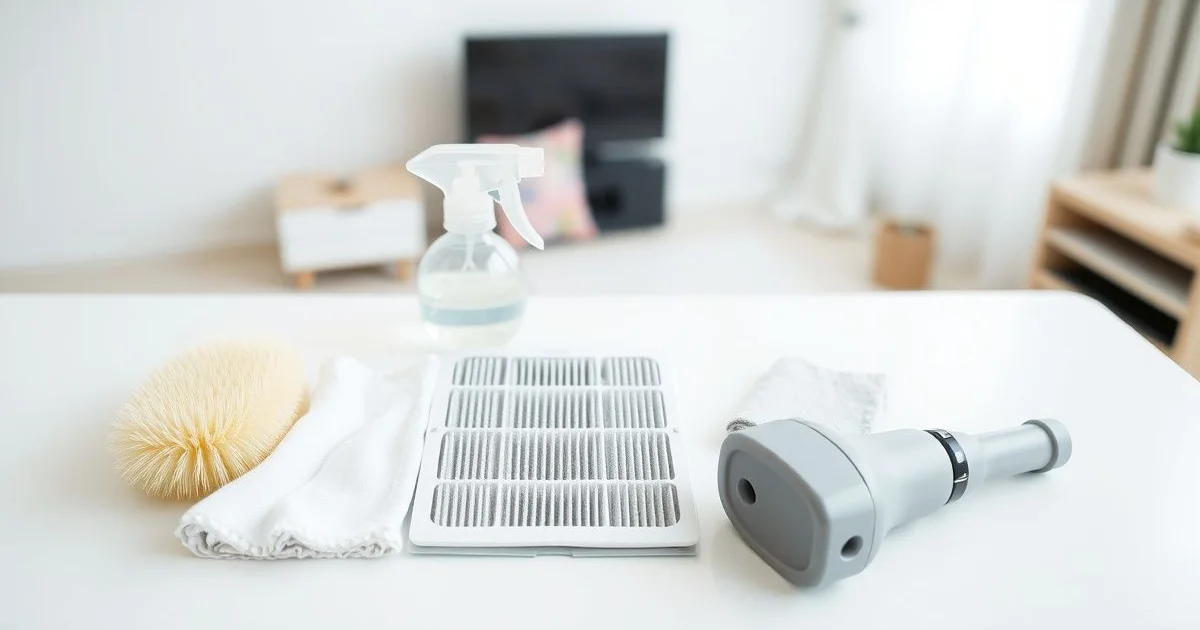 에어컨 사전 청소 도구 구성품 배치