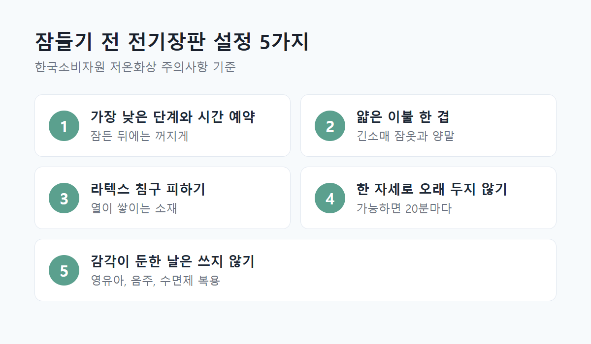 잠들기 전 전기장판 설정 5가지